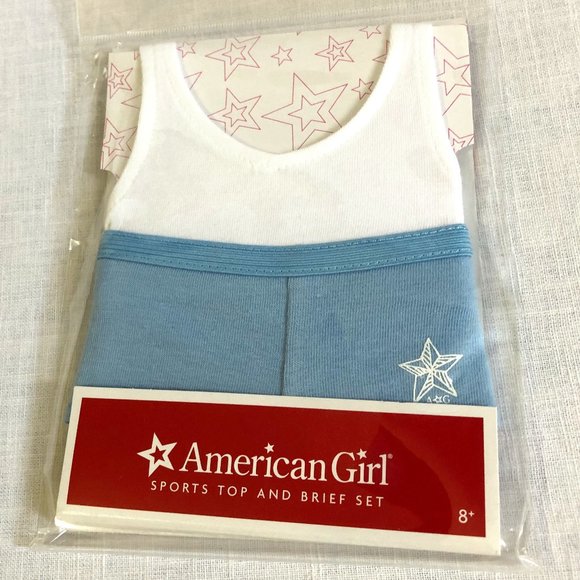 American Girl Toys American Girl Sports Top And Brief Set White And Blue New In Package
